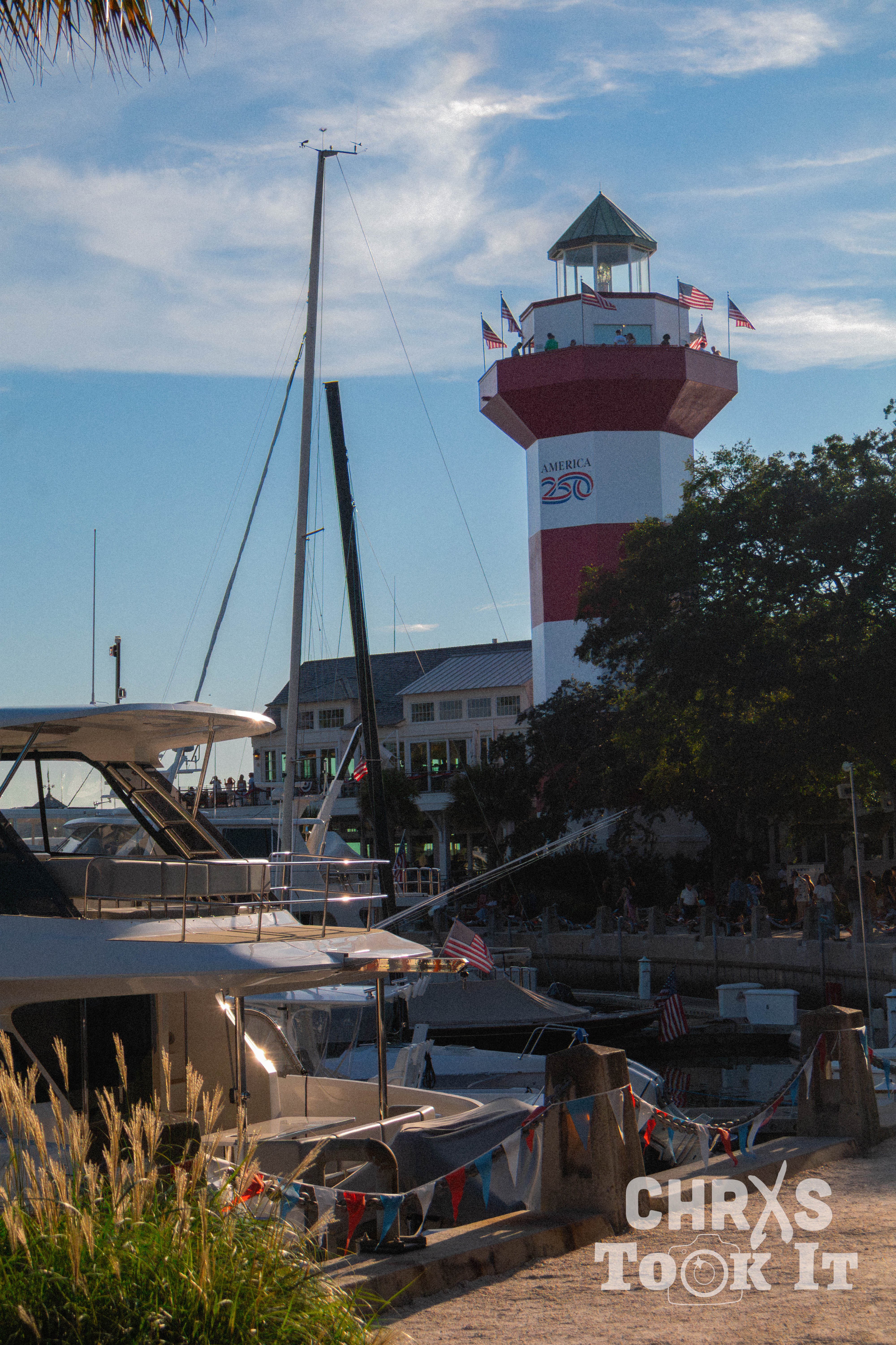 Harbour Town Lighthouse viewed from the pier, Hilton Head Island, South Carolina